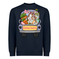 Navy Happy Easter bunny truck Easter Day Heavyweight Sweatshirt - CowGirlArtShop