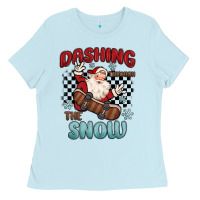 Baby Blue dashing through the snow Ladies Tee - MaliasSmallBusiness