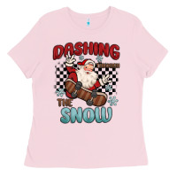 Bubblegum Pink dashing through the snow Ladies Tee - MaliasSmallBusiness