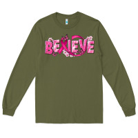 Army Green Cancer Believe Long Sleeve Tee - NancyCooperArtShop