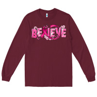 Burgundy Cancer Believe Long Sleeve Tee - NancyCooperArtShop