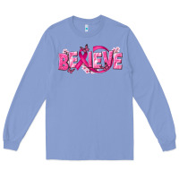 Colony Blue Cancer Believe Long Sleeve Tee - NancyCooperArtShop