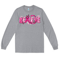 Heather Grey Cancer Believe Long Sleeve Tee - NancyCooperArtShop