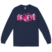 Navy Cancer Believe Long Sleeve Tee - NancyCooperArtShop