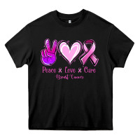 Black Peace love cure Breast Cancer Heavy Core Tee - NancyCooperArtShop