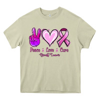Mossy Peace love cure Breast Cancer Heavy Core Tee - NancyCooperArtShop
