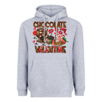 Heather Grey Chcolate is my Valentine Heavyweight Hoodie - CowhideDigitalArt