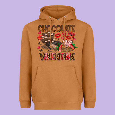 Chcolate Is My Valentine Heavyweight Hoodie Designed By Cowhidedigitalart