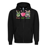 Black peace love easter bunny Zipper Hoodie - FaDigitalArtStudio