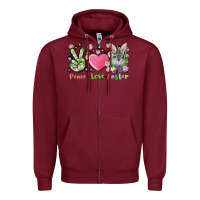 Burgundy peace love easter bunny Zipper Hoodie - FaDigitalArtStudio