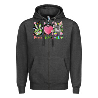 Charcoal Heather peace love easter bunny Zipper Hoodie - FaDigitalArtStudio