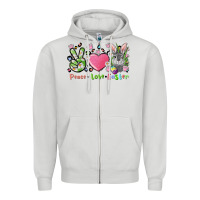 Dove Grey peace love easter bunny Zipper Hoodie - FaDigitalArtStudio