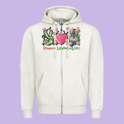 Peace Love Easter Bunny Zipper Hoodie Designed By Fadigitalartstudio