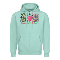 Seafoam peace love easter bunny Zipper Hoodie - FaDigitalArtStudio