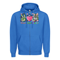 True Royal peace love easter bunny Zipper Hoodie - FaDigitalArtStudio