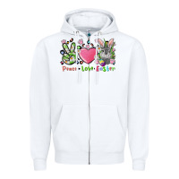 White peace love easter bunny Zipper Hoodie - FaDigitalArtStudio