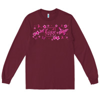 Burgundy hope breast cancer butterfly Long Sleeve Tee - Jasminsmagicworld
