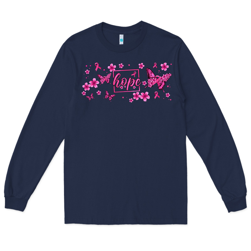 Hope Breast Cancer Butterfly Long Sleeve Tee by Jasminsmagicworld | Teevron