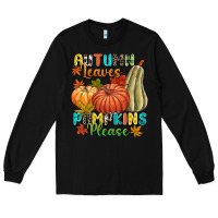 Black Autumn leaves pumpkins please Long Sleeve Tee - NancyCooperArtShop