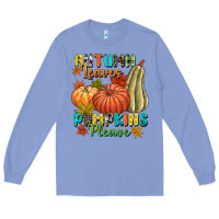 Colony Blue Autumn leaves pumpkins please Long Sleeve Tee - NancyCooperArtShop