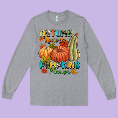 Autumn Leaves Pumpkins Please Long Sleeve Tee Designed By Nancycooperartshop