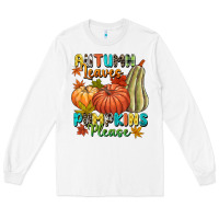 White Autumn leaves pumpkins please Long Sleeve Tee - NancyCooperArtShop