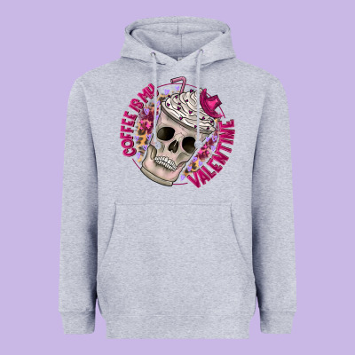 Coffee Is My Valentine Heavyweight Hoodie Designed By Cowhidedigitalart