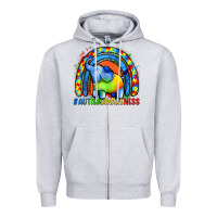 Heather Grey Autism Awareness Autism elephant Zipper Hoodie - FaDigitalArtStudio