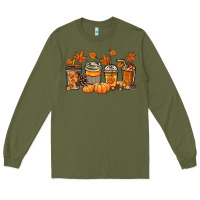 Army Green Fall coffee cups Long Sleeve Tee - NancyCooperArtShop