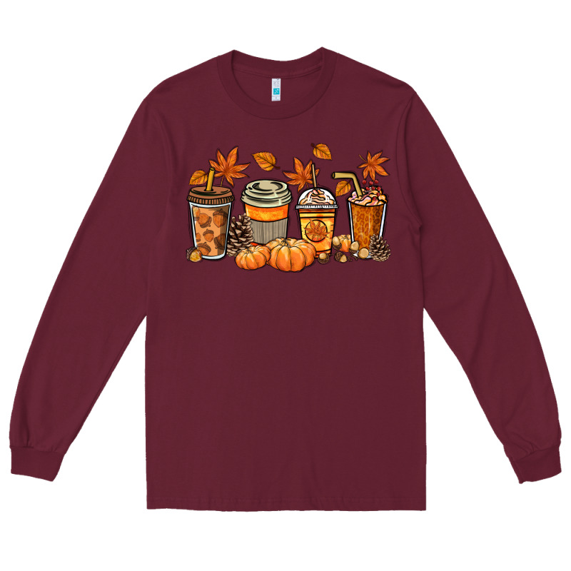 Fall Coffee Cups Long Sleeve Tee by NancyCooperArtShop | Teevron