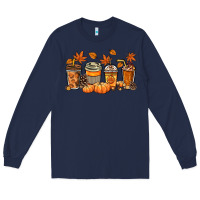 Navy Fall coffee cups Long Sleeve Tee - NancyCooperArtShop