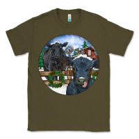 Army Green Black Angus Cattle and Calf Christmas Classic Tee - RanaPortraitStore