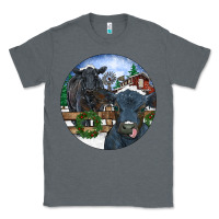 Charcoal Heather Black Angus Cattle and Calf Christmas Classic Tee - RanaPortraitStore