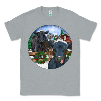 Heather Grey Black Angus Cattle and Calf Christmas Classic Tee - RanaPortraitStore