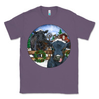 Lavender Black Angus Cattle and Calf Christmas Classic Tee - RanaPortraitStore