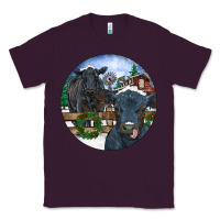Plum Black Angus Cattle and Calf Christmas Classic Tee - RanaPortraitStore