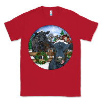 Red Black Angus Cattle and Calf Christmas Classic Tee - RanaPortraitStore