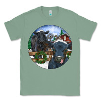 Sage Black Angus Cattle and Calf Christmas Classic Tee - RanaPortraitStore