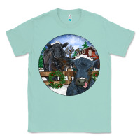 Seafoam Black Angus Cattle and Calf Christmas Classic Tee - RanaPortraitStore