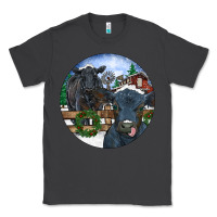 Smoke Black Angus Cattle and Calf Christmas Classic Tee - RanaPortraitStore