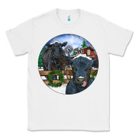 White Black Angus Cattle and Calf Christmas Classic Tee - RanaPortraitStore