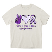 Cream Peace love cure Testicular Cancer Heavy Core Tee - NancyCooperArtShop
