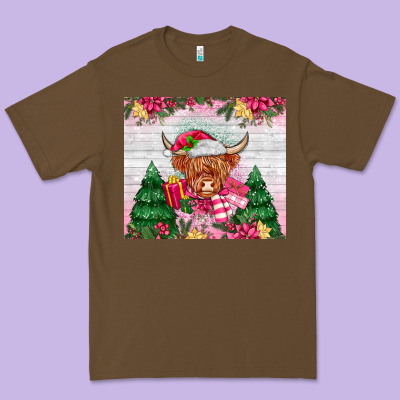 Pink Christmas Cow Premium Tee Designed By Maliassmallbusiness