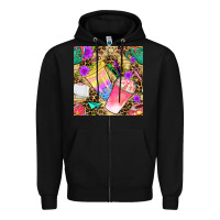 Black school girl coffee cup with leopard seamless pattern bbs Zipper Hoodie - BundleAndBundleShop