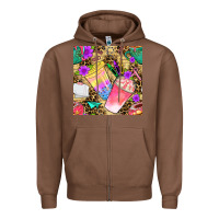 Chestnut school girl coffee cup with leopard seamless pattern bbs Zipper Hoodie - BundleAndBundleShop