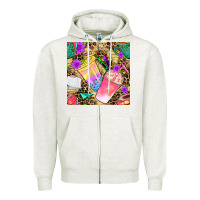Oatmeal Heather school girl coffee cup with leopard seamless pattern bbs Zipper Hoodie - BundleAndBundleShop