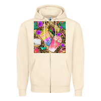 Sandshell school girl coffee cup with leopard seamless pattern bbs Zipper Hoodie - BundleAndBundleShop