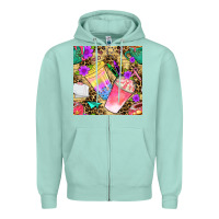 Seafoam school girl coffee cup with leopard seamless pattern bbs Zipper Hoodie - BundleAndBundleShop