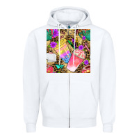 White school girl coffee cup with leopard seamless pattern bbs Zipper Hoodie - BundleAndBundleShop