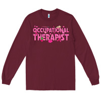 Burgundy breast cancer occupational therapist Long Sleeve Tee - texasbilliewilder